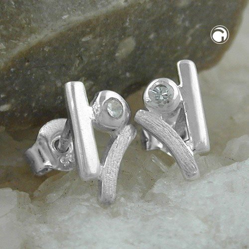 Ohrstecker Ohrring 10x5,5mm Zirkonia matt-glänzend Silber 925