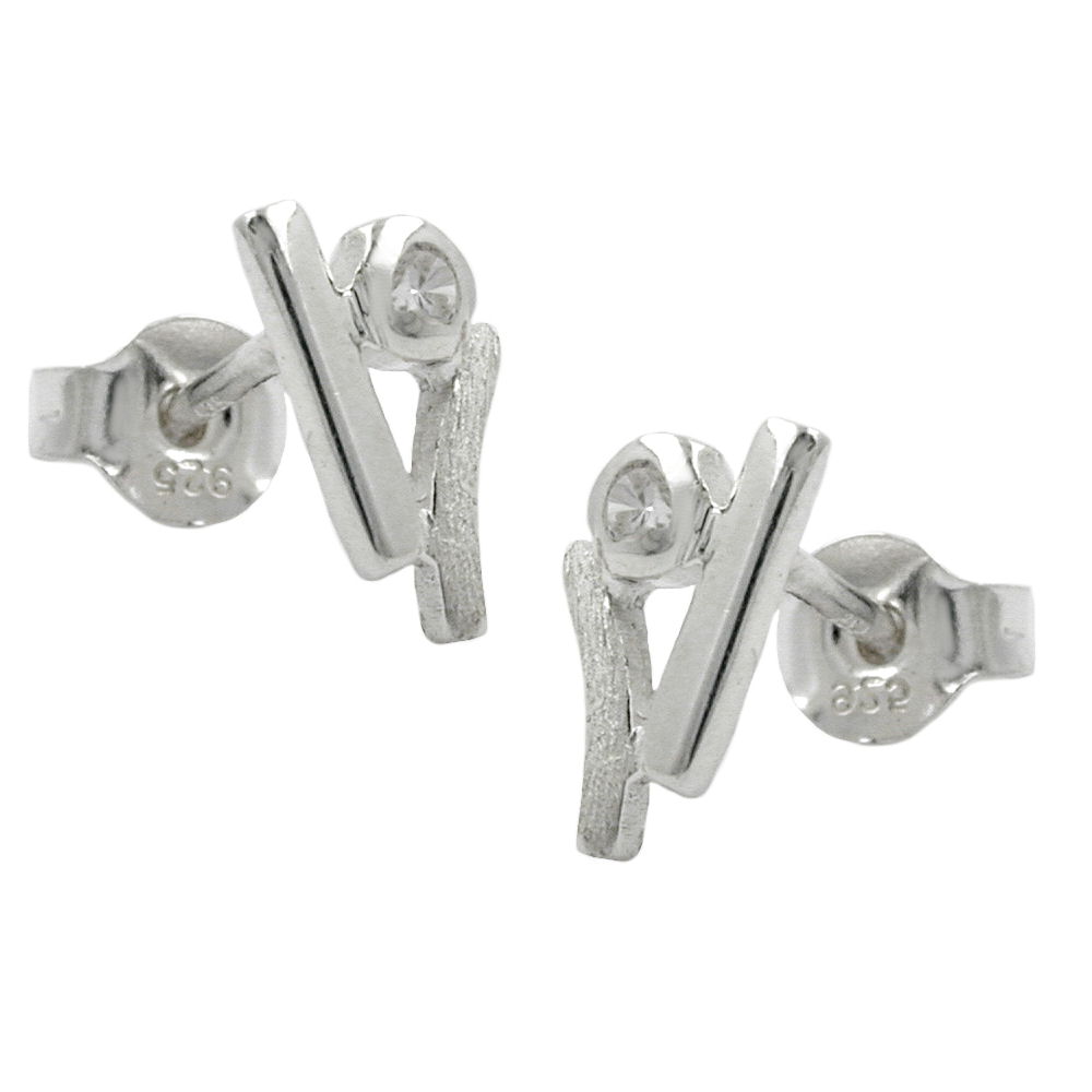 Ohrstecker Ohrring 10x5,5mm Zirkonia matt-glänzend Silber 925