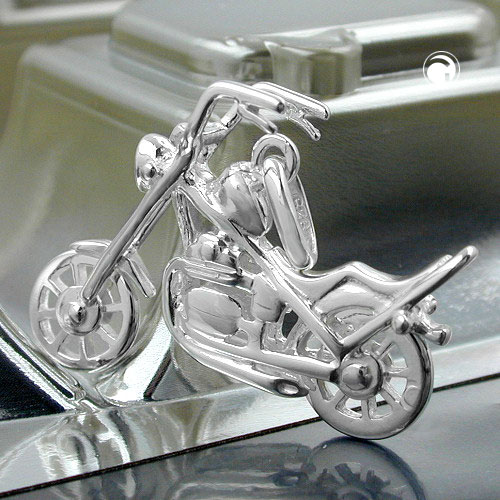 Anhänger 25x18mm Chopper Motorrad Silber 925