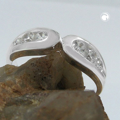 Ring 6mm mit 6 Zirkonias glänzend Silber 925 Ringgröße 60