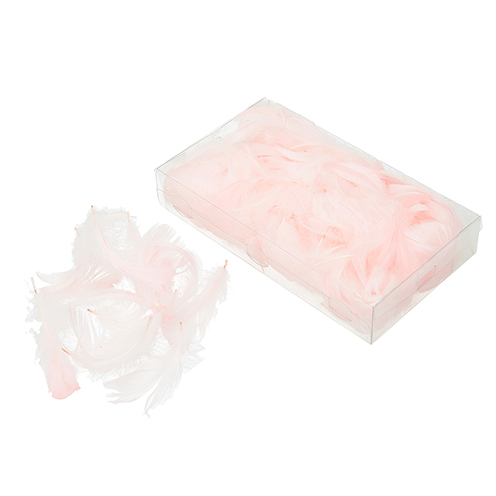 Deko-Federn Klarsichtbox ~ 90 mm 15 g ~ 270 Stück rosa