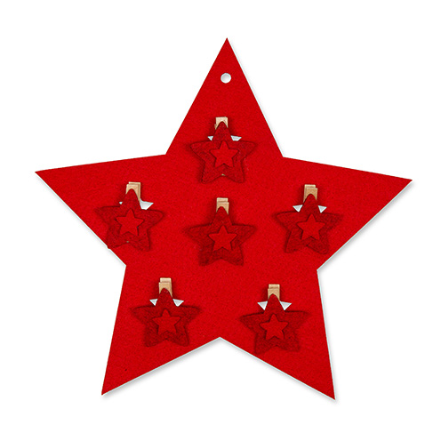 Weihnachten Clip Filz Stern 35 / 250 mm 7 - teilig rot