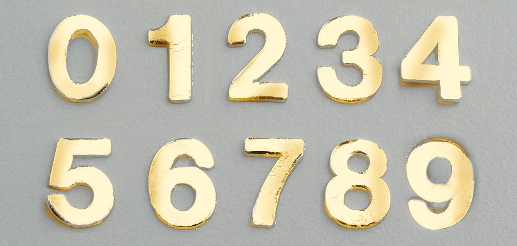 Wachsdekor Zahlensortiment 0 - 9 8 mm  gold glänzend