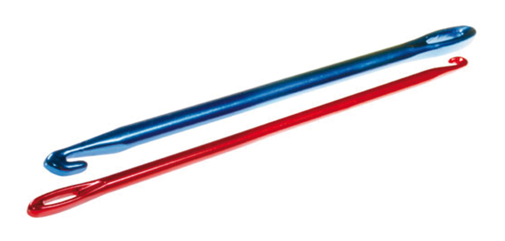 Knooking Nadel Set Aluminium 16,5 cm / 4 + 6 mm 2 Stk. rot / blau