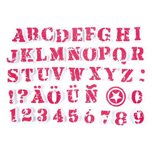 IZINK Pigment Textile Stempel / - kissen Alphabet 1  45 + 1 Stk.