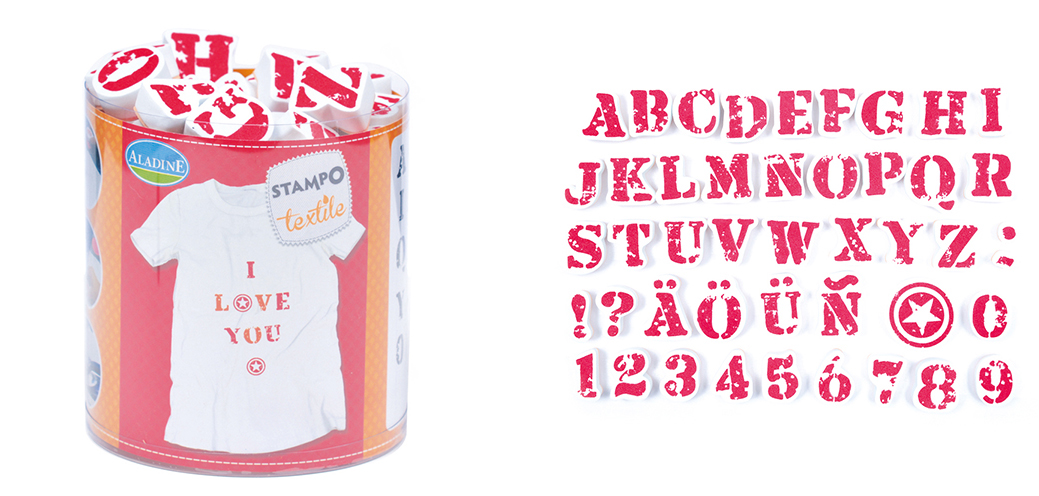 IZINK Pigment Textile Stempel / - kissen Alphabet 1  45 + 1 Stk.