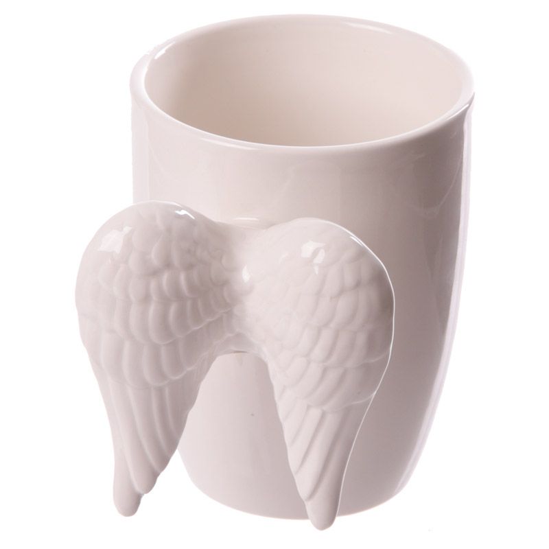 Engel mit Flügel Weiß geformter Henkel Tasse  