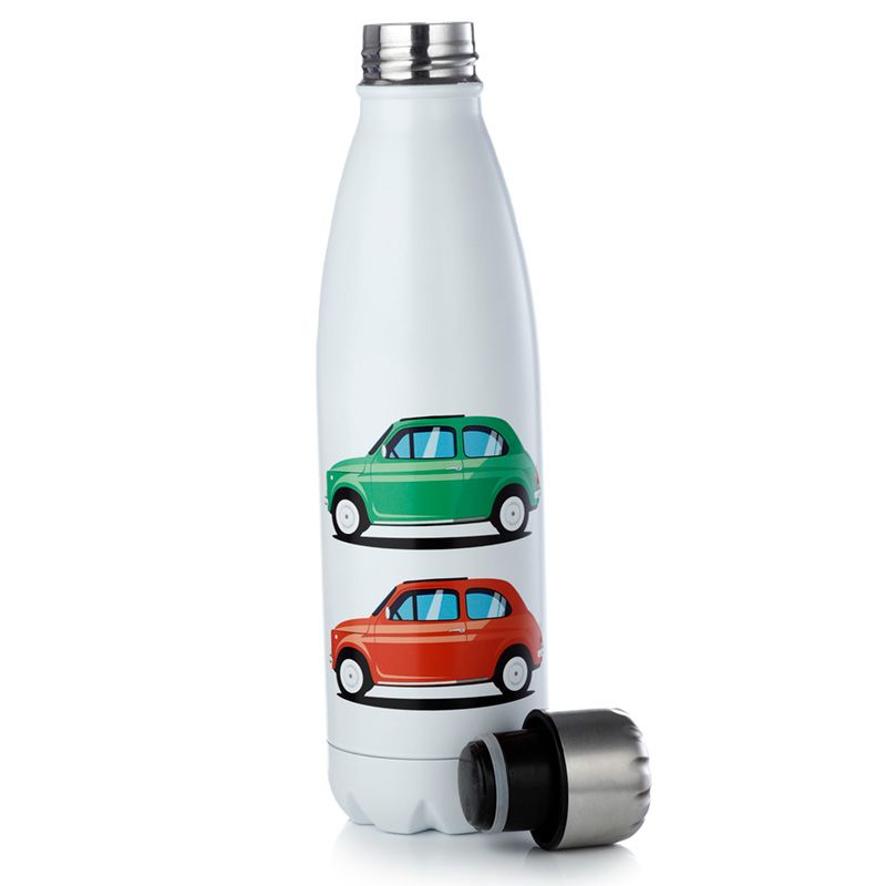 Fiat 500 Retro wiederverwendbare Thermo Isolier- Trinkflasche aus Edelstahl 500ml