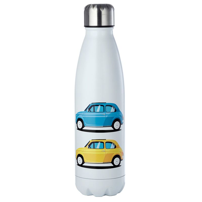Fiat 500 Retro wiederverwendbare Thermo Isolier- Trinkflasche aus Edelstahl 500ml