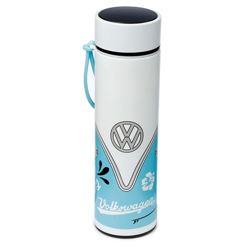 Volkswagen VW T1 Bulli Surf wiederverwendbare Thermo Isolier- Edestahl Trinkflasche mit Digital Thermometer 450ml
