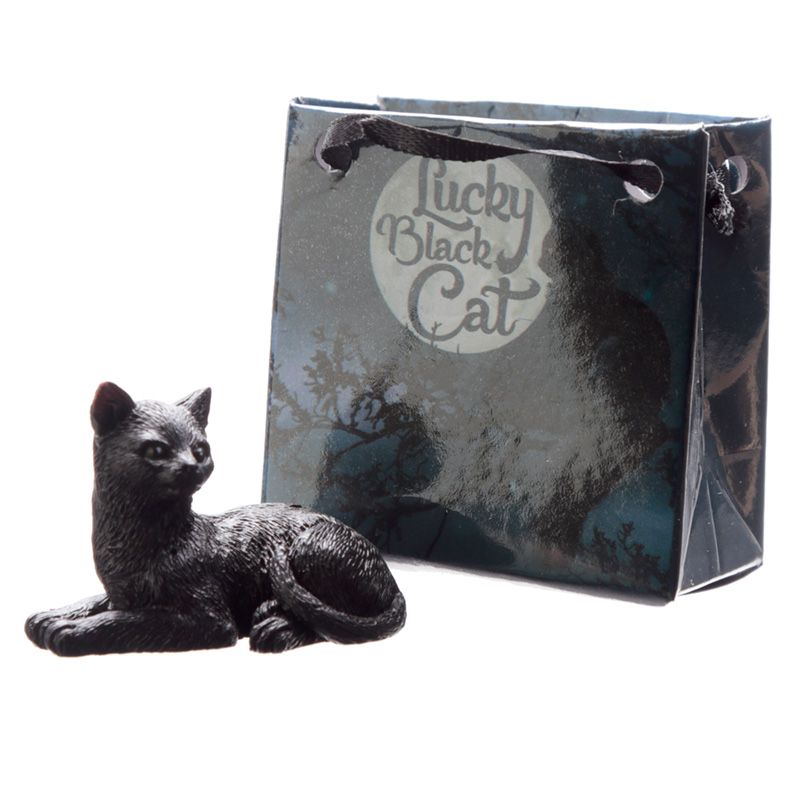 Glückliche Schwarze Katze in einer Mini Geschenktasche (pro Stück)