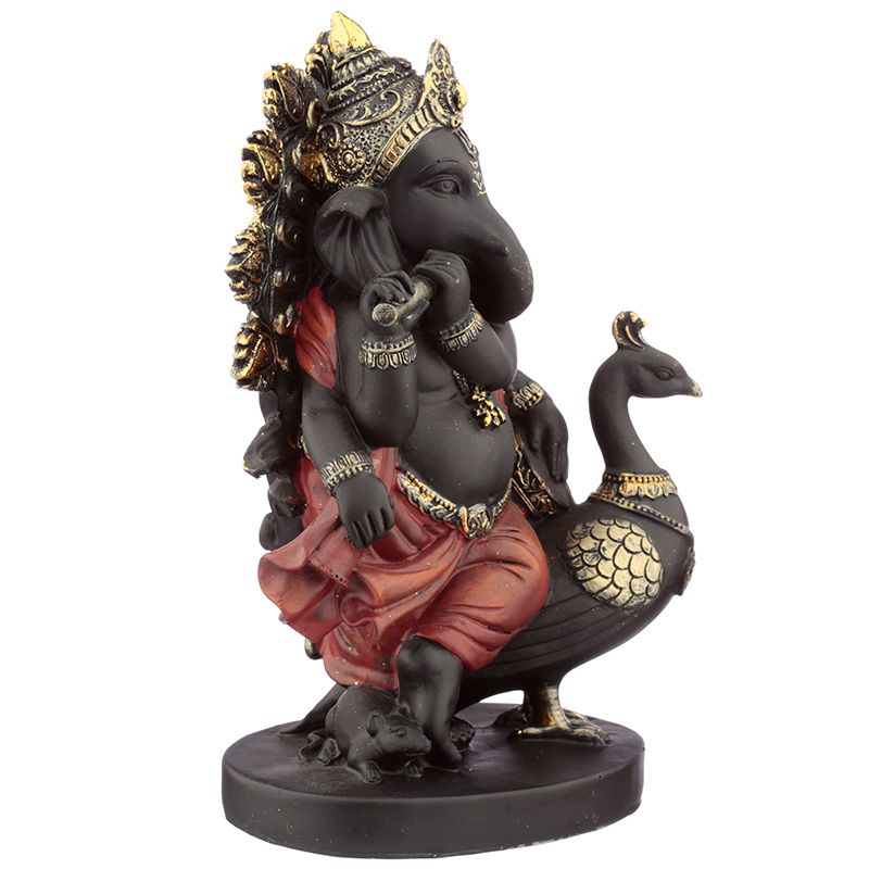 Ganesh Figur mit Rohr und Pfau