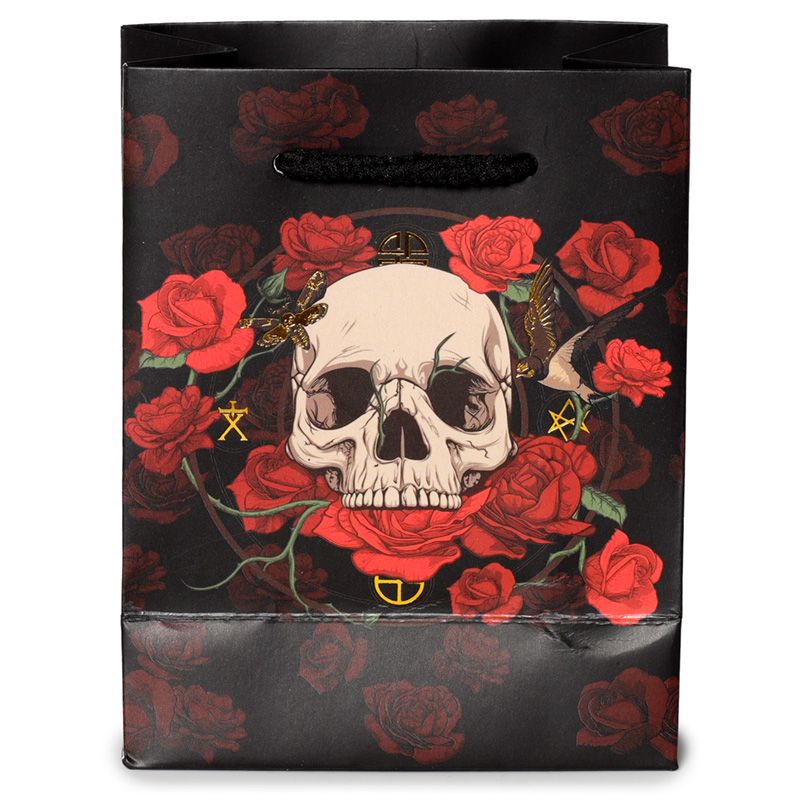 Skulls & Roses Totenkopf rote Rosen Geschenktasche - (S) (pro Stück)