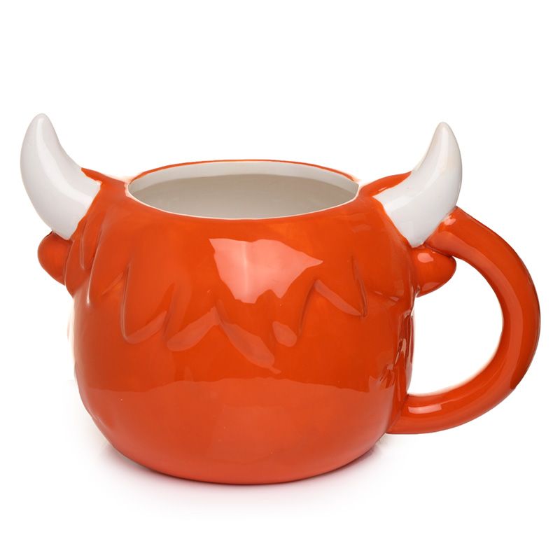 Highland Coo Kuh geformte Tasse aus Dolomit-Keramik
