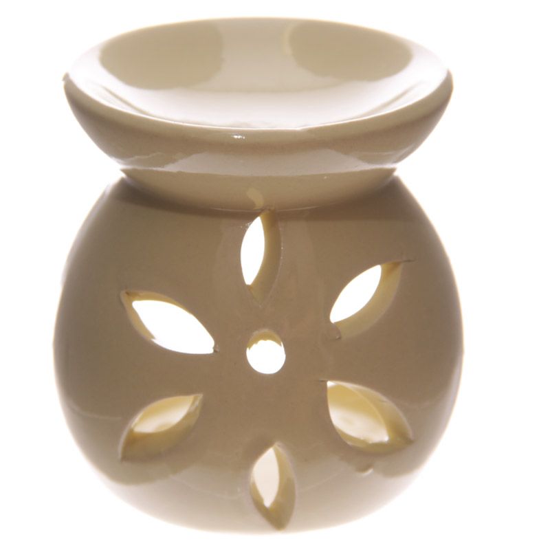 Ausgestanzte Blumenblattdesign kleine Duftlampe aus Keramik 7.5cm (pro Stück)