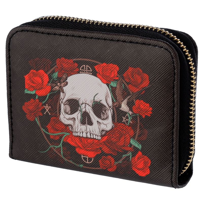 Skulls & Roses Totenköpfe Portemonnaie mit Reißverschluss - klein (pro Stück)