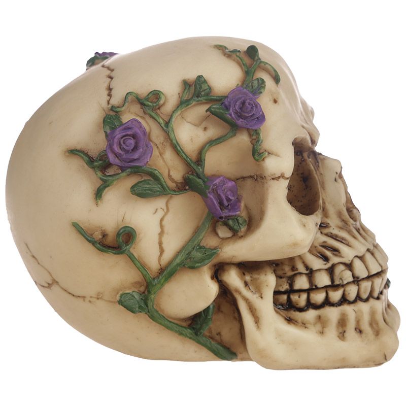 Skull and Bones Totenkopf mit lila Rosen