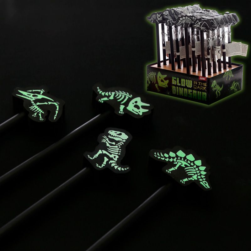 Dino Skelett Bleistift mit im Dunkeln leuchtend Radiertop (pro Stück)