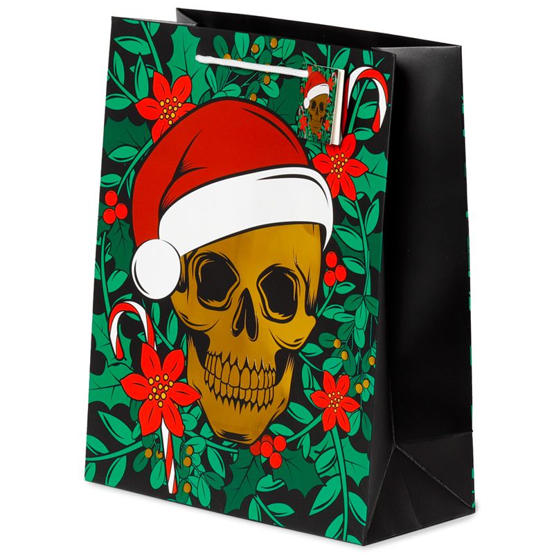 Weihnachten Totenkopf metallische Geschenktasche - (L) (pro Stück)