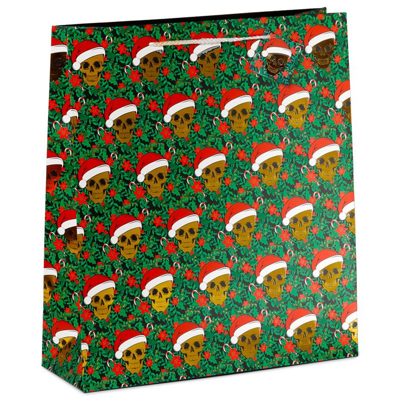 Weihnachten Totenkopf metallische Geschenktasche - (XL) (pro Stück)