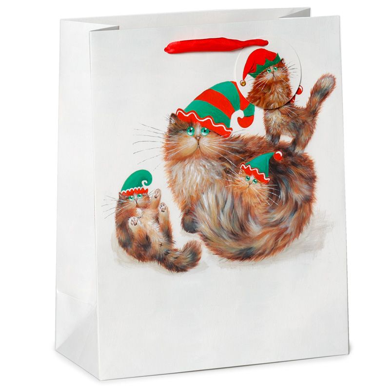 Weihnachten Kim Haskins Katzen Elfen Geschenktasche - (L) (pro Stück)