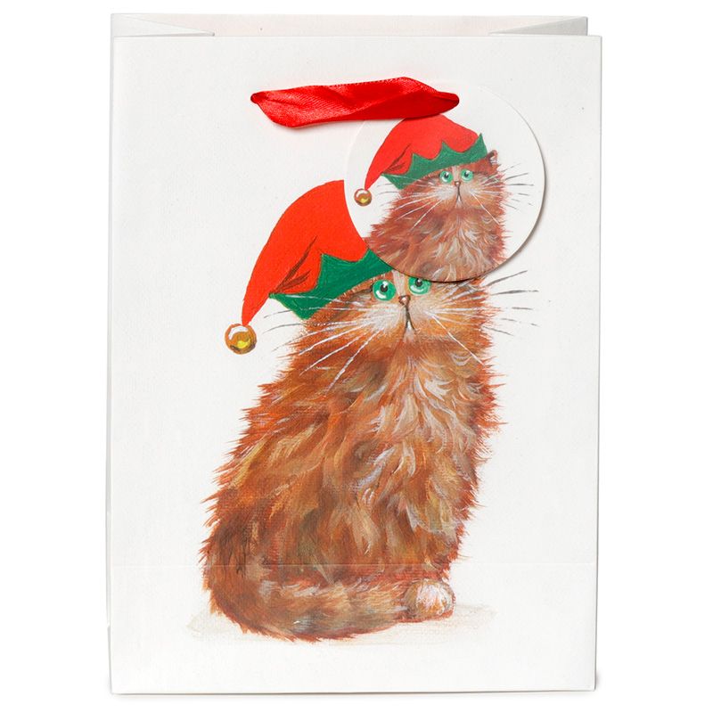 Weihnachten Kim Haskins Katzen  Elfen Geschenktasche - (M) (pro Stück)