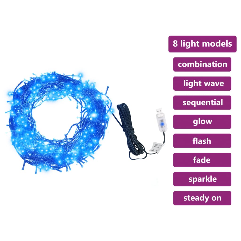 vidaXL LED-Lichterkette mit 150 LEDs Blau 15 m PVC