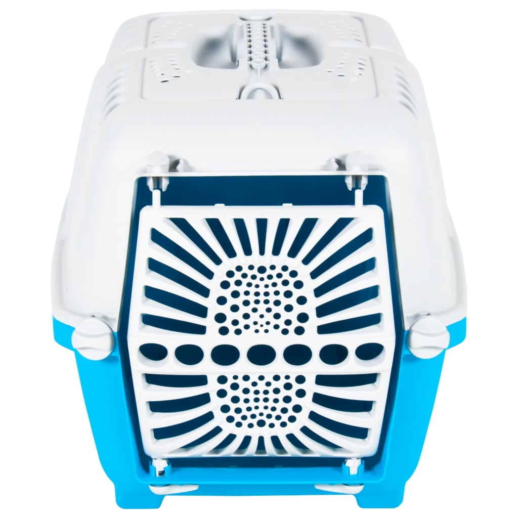 vidaXL Transportbox für Haustiere Weiß Blau 55x36x36 cm Polypropylen