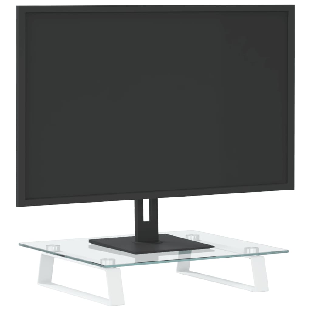 vidaXL Monitorständer Weiß 40x35x8 cm Hartglas und Metall