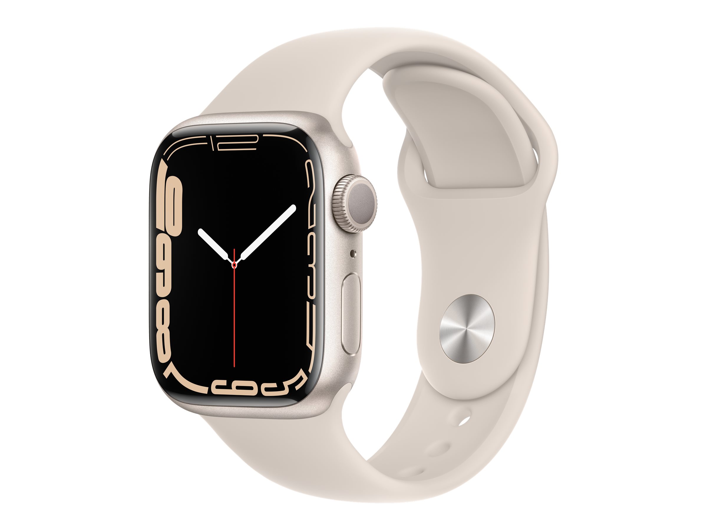 Apple Watch Series 7 (GPS) - 41 mm - Starlight Aluminium -  intelligente Uhr mit Sportband - Flouroelastomer - Starlight - Bandgröße: regelmäßig - 32 GB - Wi-Fi - Bluetooth - 32 g - B-Ware