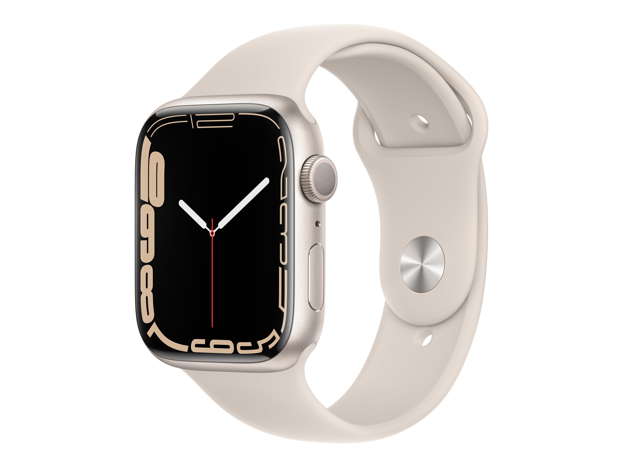Apple Watch Series 7 (GPS) - 45 mm - Starlight Aluminium -  intelligente Uhr mit Sportband - Flouroelastomer - Starlight - Bandgröße: regelmäßig - 32 GB - Wi-Fi - Bluetooth - 38.8 g - Neu
