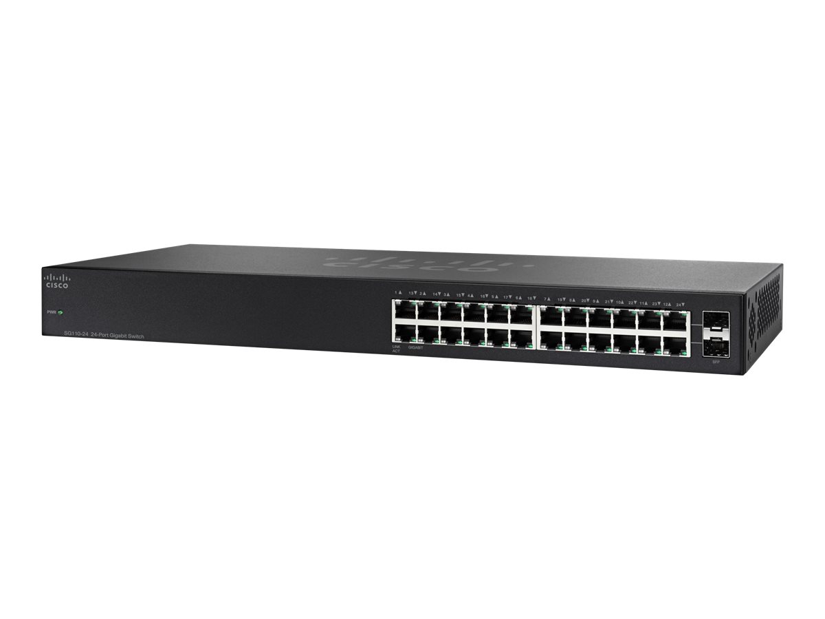 Cisco Small Business SG110-24 - Switch - unmanaged -  22 x 10/100/1000 + 2 x Kombi-Gigabit-SFP - an Rack montierbar - Neu