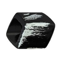 Tuchring 45x36x18mm Sechseck schwarz-silber-strich matt Kunststoff