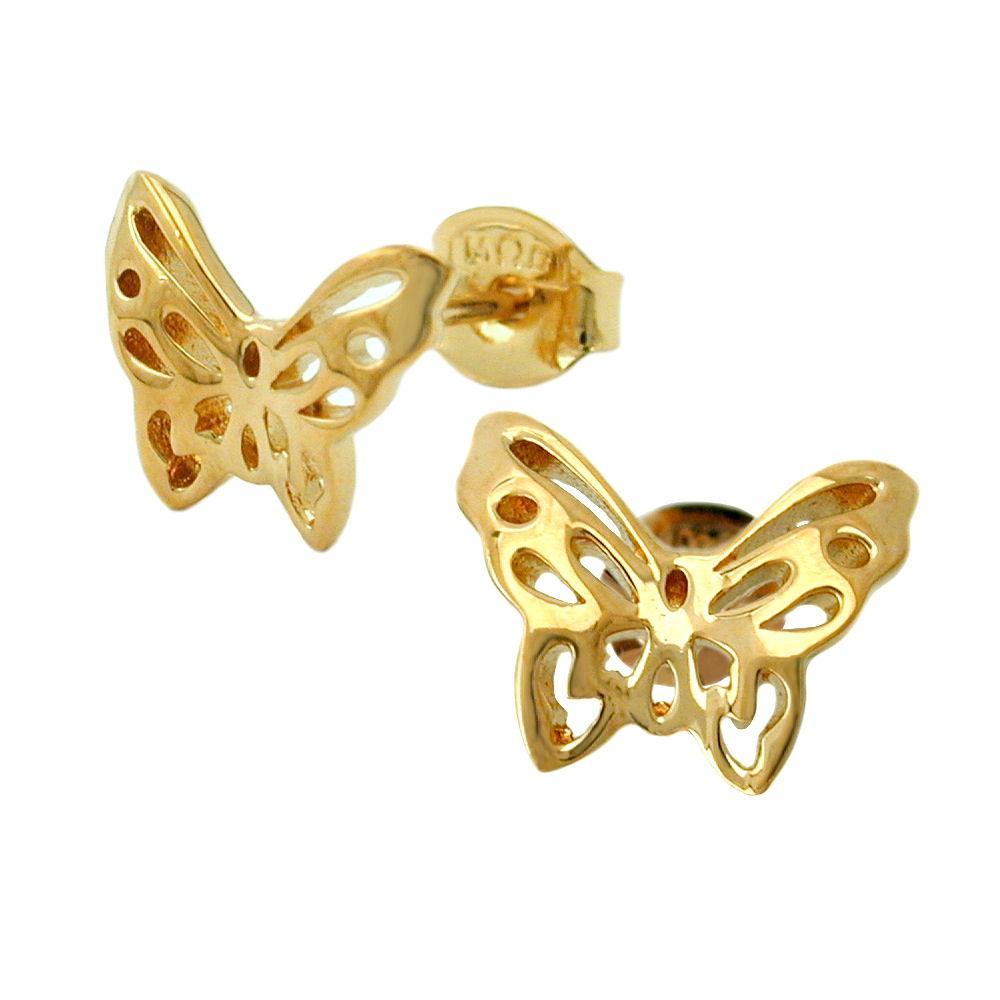 Ohrstecker Ohrring 7x10mm Schmetterling vergoldet 3 Mikron