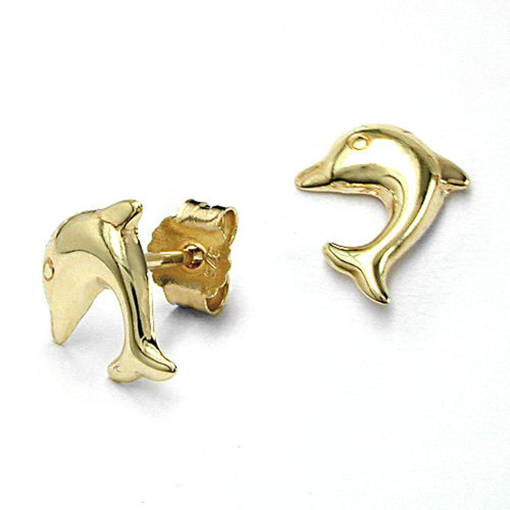 Ohrstecker Ohrring 8x7mm springender Delfin glänzend 9Kt GOLD