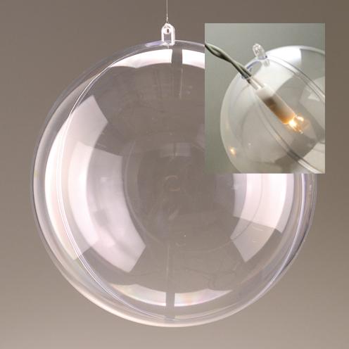 Kunststoffkugel teilbar mit Loch (PS) 140 mm  glasklar