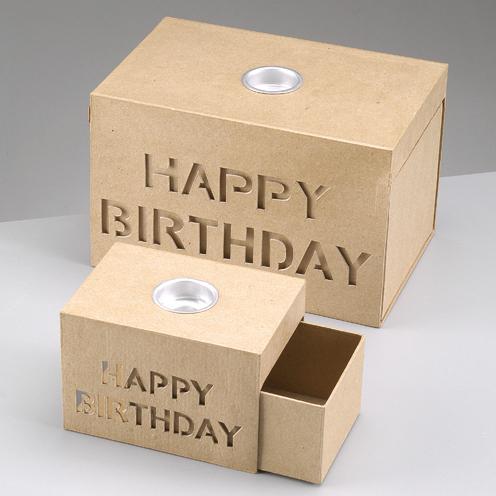 Schiebebox Happy Birthday mit Alueinsatz 15 x 10,5 x 10 cm