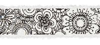DIY Baumwollband Blumen / waschbar 30° 40 mm x 3 m  weiß / schwarz