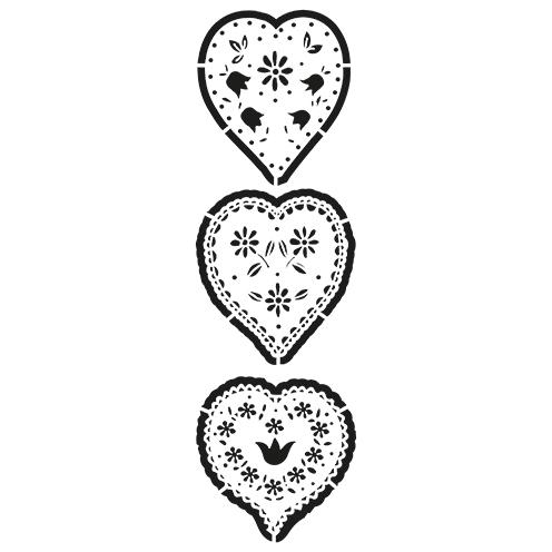 Stencil Herzen DIN A4 3-teilig