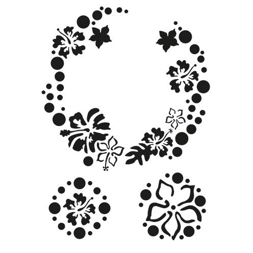 Stencil Blütenkranz DIN A4 3-teilig
