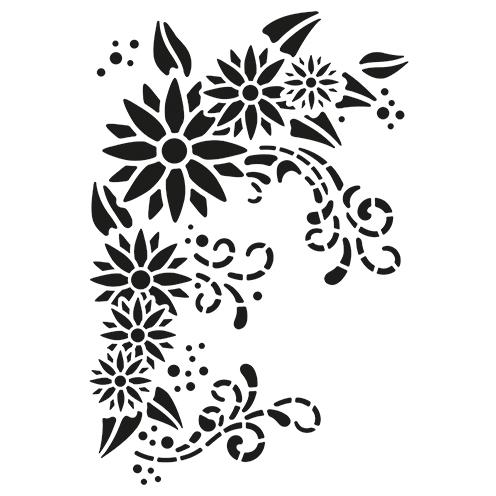 Stencil Blüten und Blätter DIN A4 1-teilig