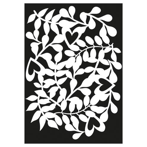 Stencil Blätter mit Herzen DIN A4 1-teilig