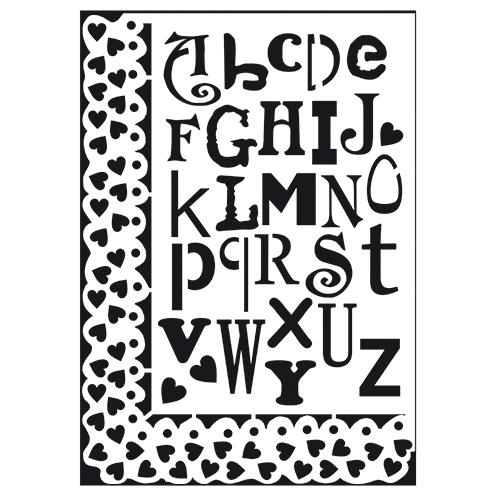 Stencil Buchstaben und Herzen DIN A4 27-teilig