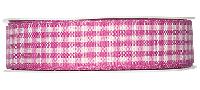 Dekoband Vichy Karo waschbar 30° 25 mm 25 m pink weiß
