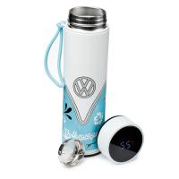 Volkswagen VW T1 Bulli Surf opakovane použiteľná termoizolačná fľaša na pitie z nehrdzavejúcej ocele s digitálnym teplomerom 450 ml