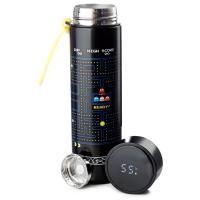 Pac-Man reusable thermal insulated stainless steel drinking bottle with digital thermometer 450ml