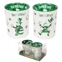 Irischer Glückskobold Glas Teelicht  2er Set
