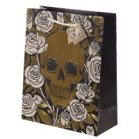 Metallische Skulls & Roses Geschenktasche - Groß (pro Stück)