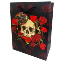 Skulls & Roses Totenkopf rote Rosen Geschenktasche - Groß (pro Stück)