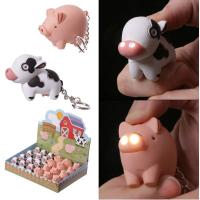 Bauernhof Kuh & Schweinchen LED mit Ton Schlüsselanhänger (pro Stück)